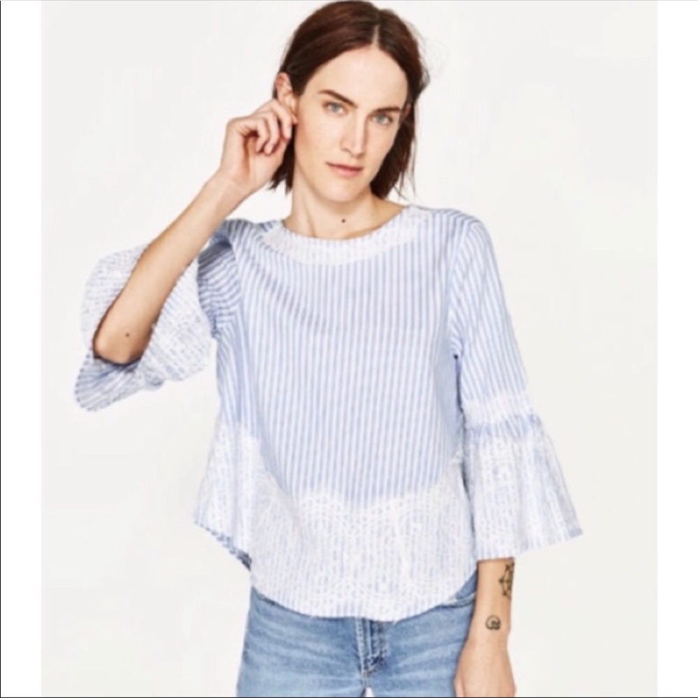 Zara pinstripe lace top